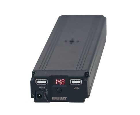 CINEGEARS Compact Battery With Voltage Meter And Reverse Surge Protection